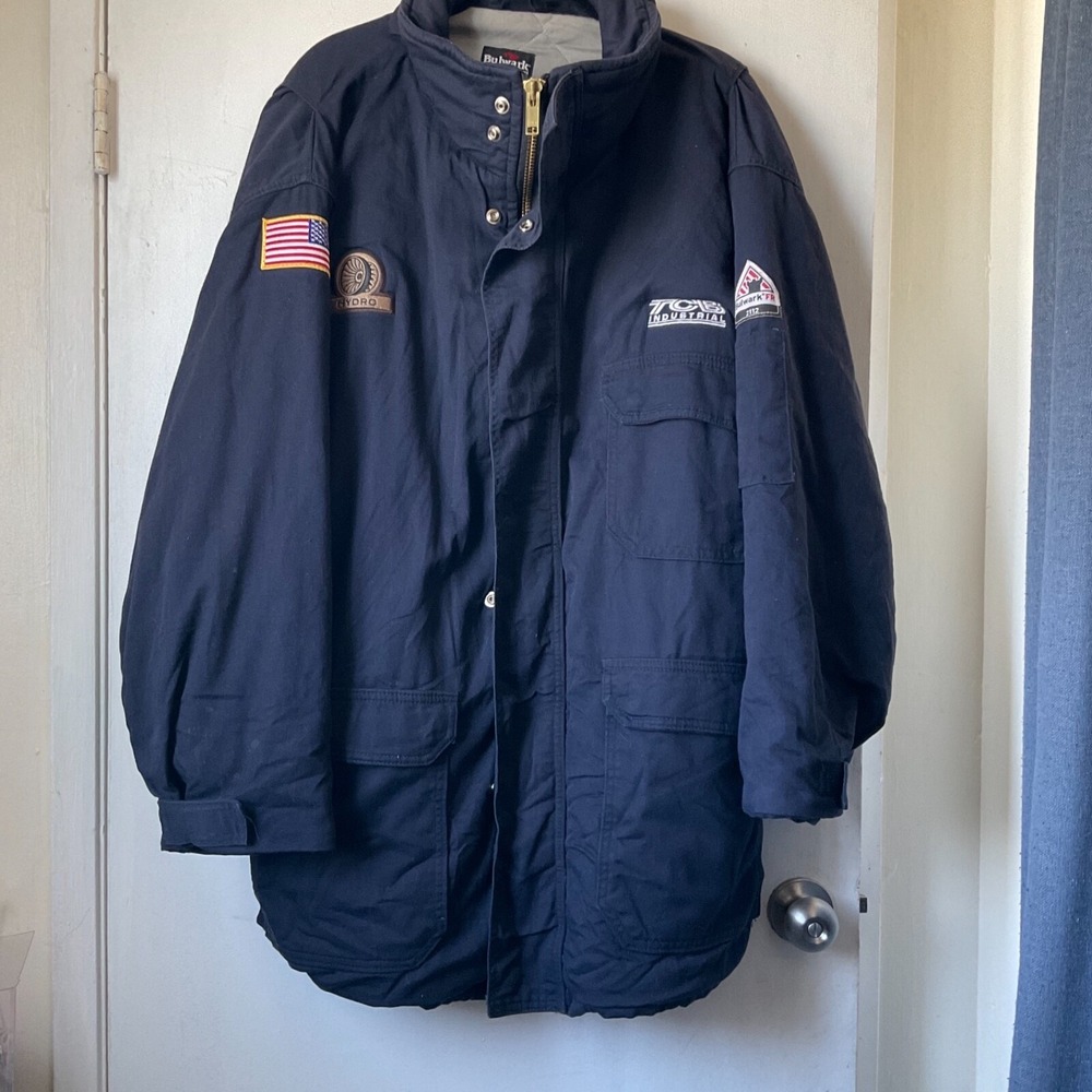 Bulwark FR Workwear Jacket Heavy Patches XXL RG Parka‎ Repair on Elbow Navy 2XL